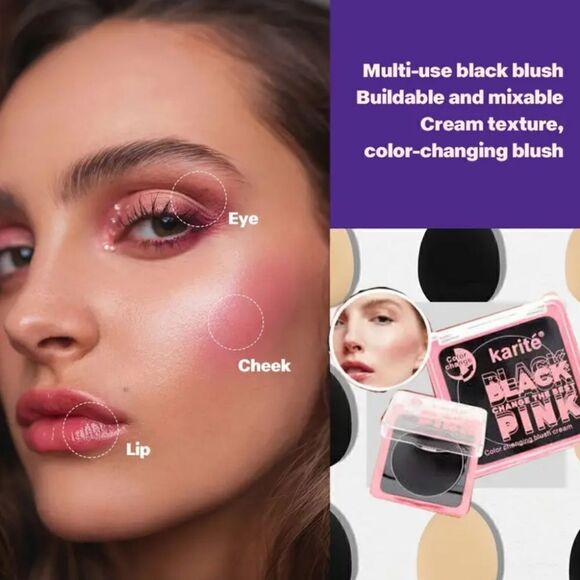 Color Changing Black Cream Blush Lip Shadow Multiuse - Picture 9 of 13